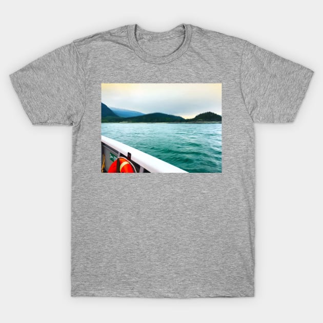 Mountain Lake Ferry Crossing T-Shirt by Spindriftdesigns